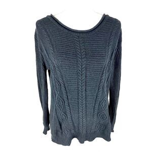 Philomena Petti Womens Knitted Sweater M‎ Medium Gray Cable Knit Long Sleeve Euc